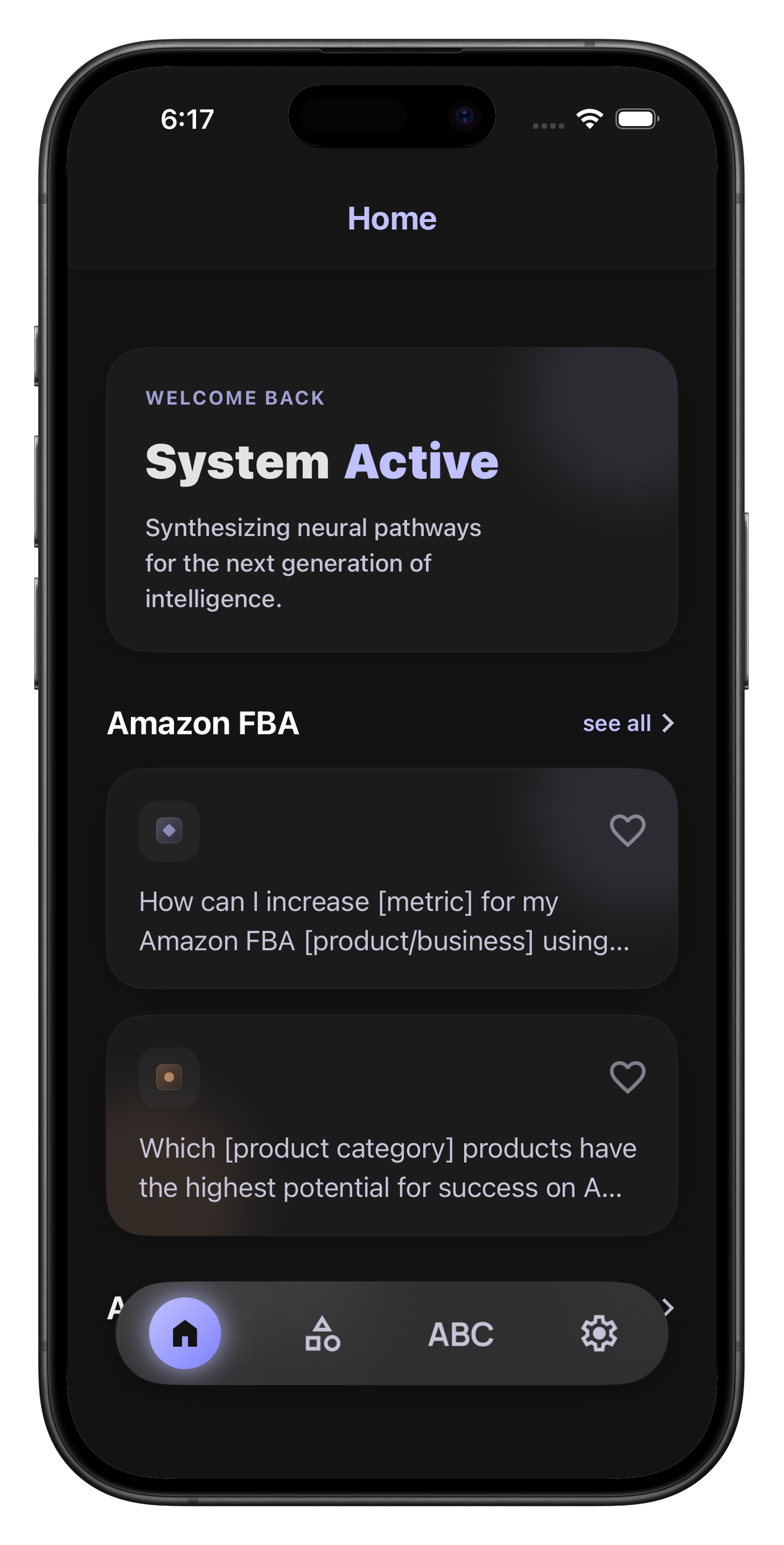 AI Prompt Dictionary home screen displayed on an iPhone